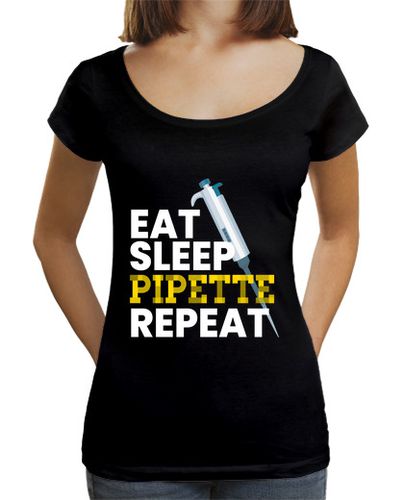 Camiseta Mujer Cuello Ancho Loose Fit comer dormir pipeta repetir microbiolog laTostadora - latostadora.com - Modalova