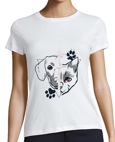 Camiseta mujer diseño de amor de cara de perro y gato - latostadora.com - Modalova