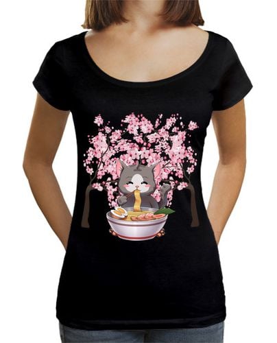 Camiseta Mujer Cuello Ancho Loose Fit flor japonesa cereza ramen pascua laTostadora - latostadora.com - Modalova