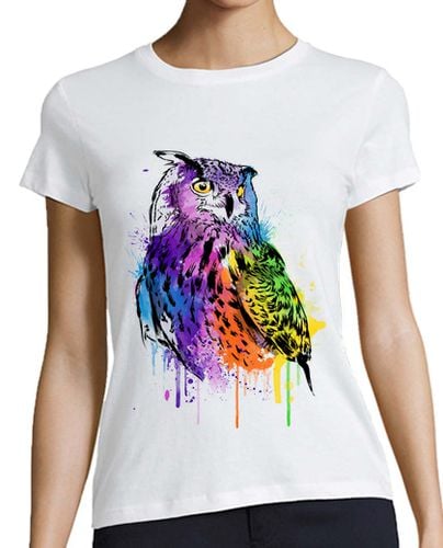 Camiseta Mujer Manga Corta Owl Watercolor laTostadora - latostadora.com - Modalova