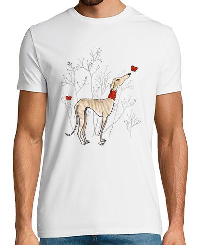 Camiseta Galgo oliendo mariposa - latostadora.com - Modalova