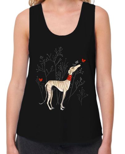 Camiseta mujer Galgo oliendo mariposa laTostadora - latostadora.com - Modalova