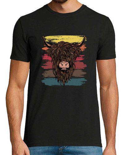 Camiseta Hombre Manga Corta Scottish Highland Cow Retro laTostadora - latostadora.com - Modalova