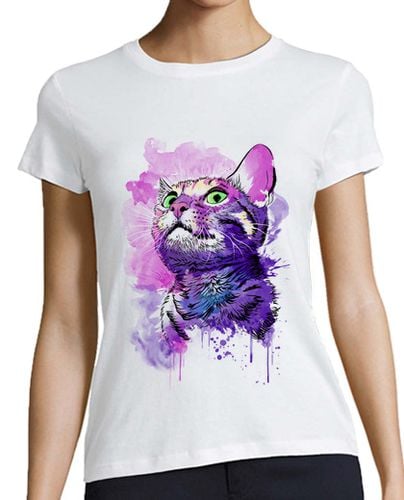 Camiseta Mujer Manga Corta Cat Watercolor laTostadora - latostadora.com - Modalova