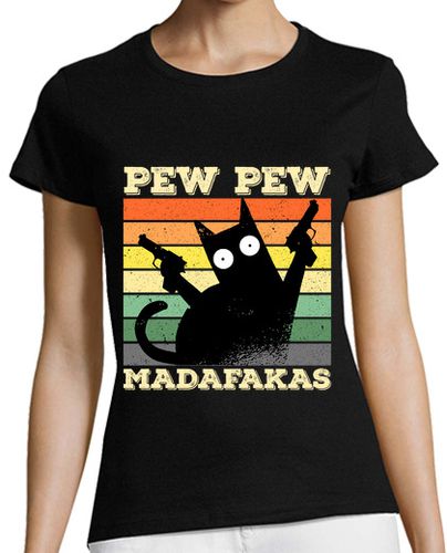 Camiseta mujer Pew Pew Madafakas gato gracioso - latostadora.com - Modalova