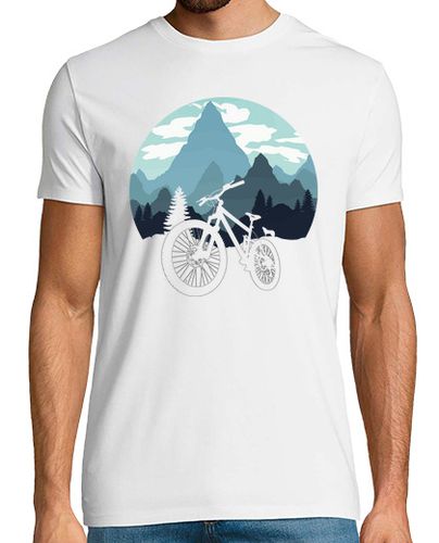 Camiseta Silueta Mountain Bike y Lobo entre Mont - latostadora.com - Modalova