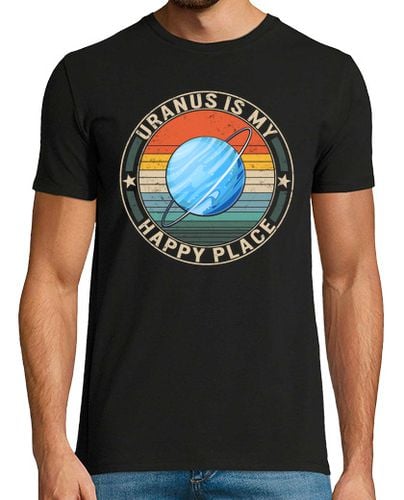 Camiseta Hombre Manga Corta mi lugar feliz camisa urano es mi lugar feliz planeta urano camiseta del sistema solar astronomía am laTostadora - latostadora.com - Modalova