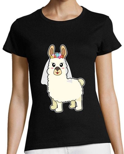 Camiseta Mujer Manga Corta llama alpaca novia matrimonio boda laTostadora - latostadora.com - Modalova