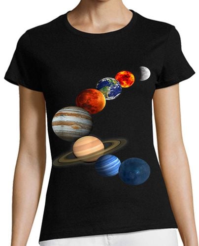 Camiseta Mujer Manga Corta sistema solar universo sol planeta alie laTostadora - latostadora.com - Modalova