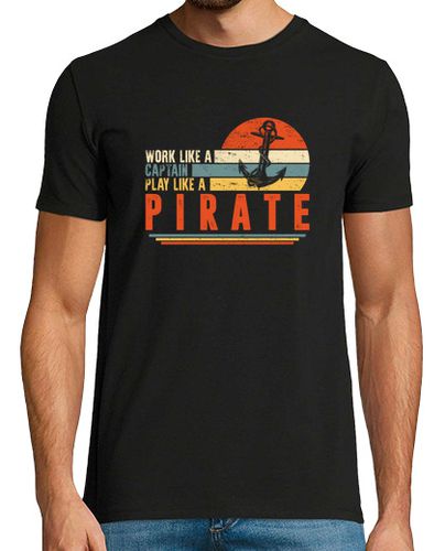 Camiseta barco capitán camisa trabajar como capitán jugar como pirata marinero pirata camiseta líder ancla ca - latostadora.com - Modalova