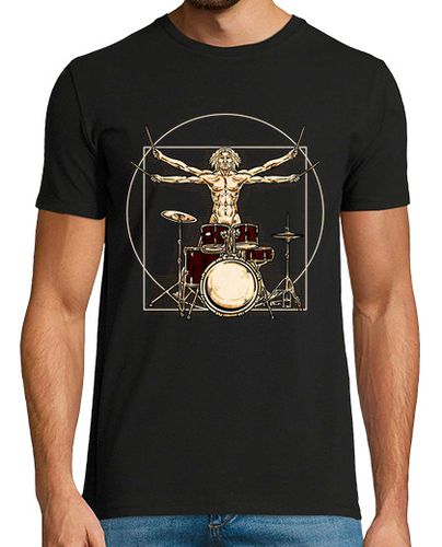 Camiseta Hombre De Vitruvio Da Vinci Batería Baterista Música Rock - latostadora.com - Modalova