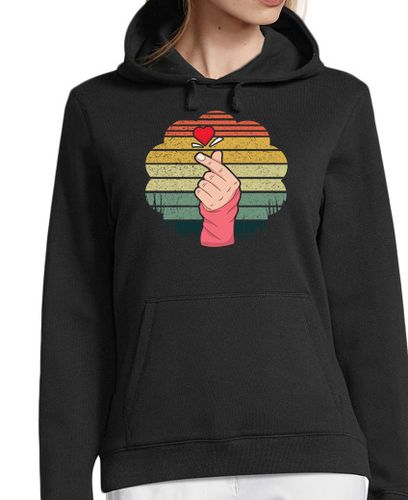 Sudadera Con Capucha Para Mujer corazón coreano saranghae dedo coreano laTostadora - latostadora.com - Modalova