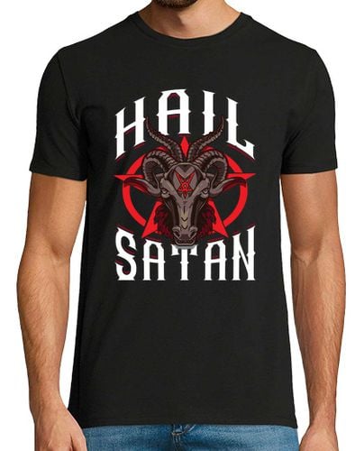 Camiseta Hail Satán Demonio Lucifer Pentagrama Satán Diablo Halloween Terror laTostadora - latostadora.com - Modalova