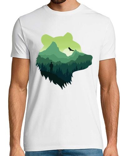 Camiseta Hombre Manga Corta oso silueta y bonito paisaje de montaña laTostadora - latostadora.com - Modalova