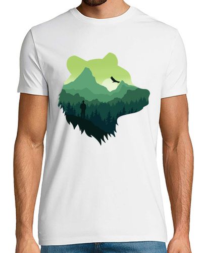 Camiseta oso silueta y bonito paisaje de montaña - latostadora.com - Modalova