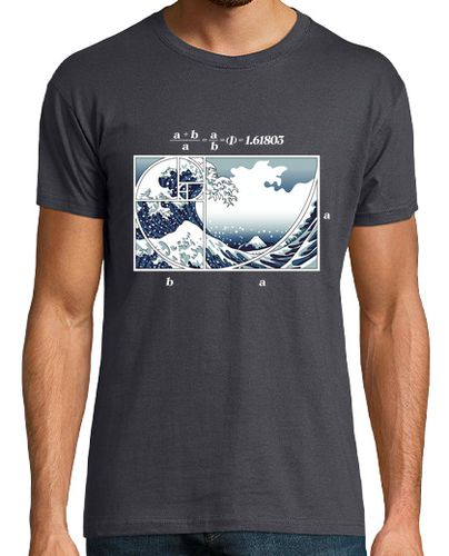 Camiseta Hombre Manga Corta Espiral De Fibonacci Gran Ola Kanagawa Anime Manga Matemáticas laTostadora - latostadora.com - Modalova