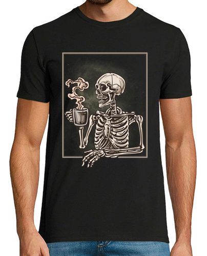 Camiseta Esqueleto Café Cafeína Calavera Skull Humor Trabajo Terror - latostadora.com - Modalova