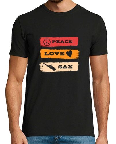 Camiseta Hombre Manga Corta paz amor saxo jugador de saxofón músico regalo de jazz laTostadora - latostadora.com - Modalova