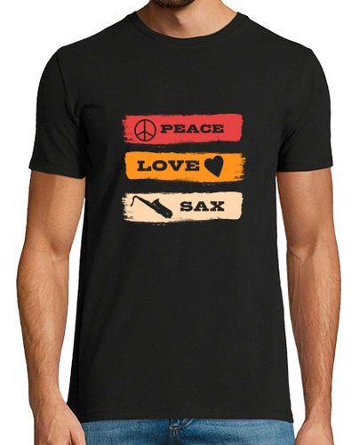 Camiseta paz amor saxo jugador de saxofón músico regalo de jazz - latostadora.com - Modalova