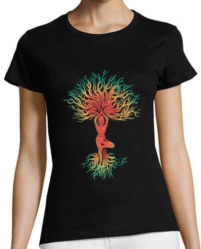 Camiseta mujer mujer en pose de yoga - latostadora.com - Modalova
