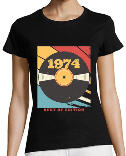 Camiseta Mujer Manga Corta mejor de vinilo cumpleaños 1974 laTostadora - latostadora.com - Modalova