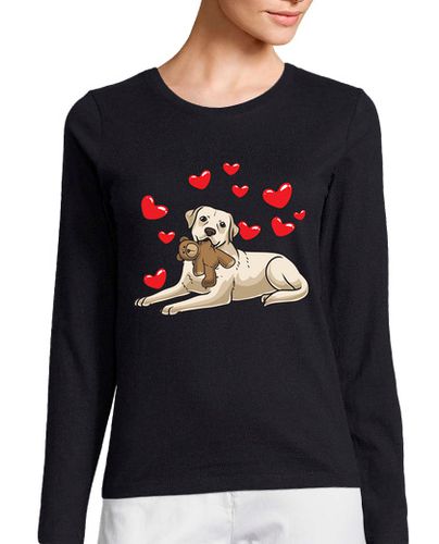 Camiseta Mujer Manga Larga perro labrador retriever con peluche laTostadora - latostadora.com - Modalova