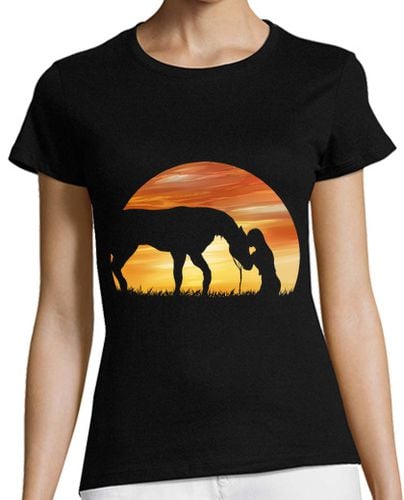 Camiseta Mujer Manga Corta caballo amor ocaso sombra niña con laTostadora - latostadora.com - Modalova