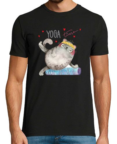 Camiseta Hombre Manga Corta divertido gato tiempo de yoga yoga con laTostadora - latostadora.com - Modalova