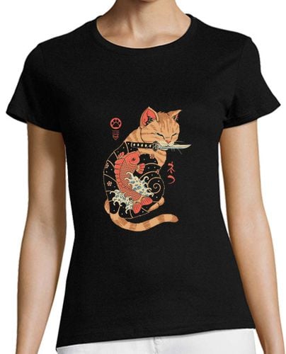 Camiseta Mujer Manga Corta carpa tatuada gato camisa mujer laTostadora - latostadora.com - Modalova