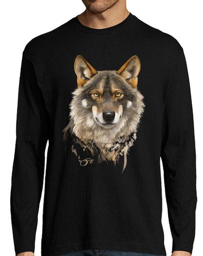 Camiseta Hombre Manga Larga Retrato de Lobo ibérico 1 laTostadora - latostadora.com - Modalova