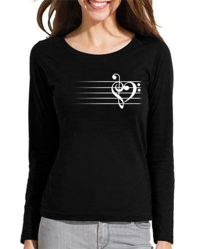 Camiseta mujer corazón de la música - versión negra - latostadora.com - Modalova