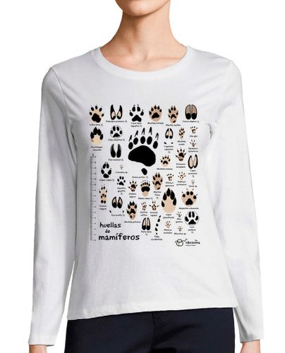 Camiseta Mujer Manga Larga Huellas de mamíferos ibéricos científic laTostadora - latostadora.com - Modalova