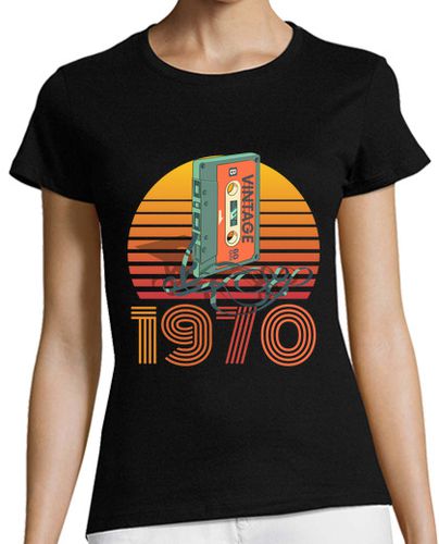 Camiseta mujer casete de audio vintage 1970 - latostadora.com - Modalova