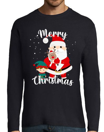 Camiseta Hombre Manga Larga Santa, Elfi y Mini Rudolph laTostadora - latostadora.com - Modalova