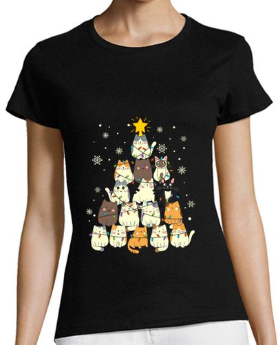 Camiseta Mujer Manga Corta regalos de navidad divertidos gato árbo laTostadora - latostadora.com - Modalova