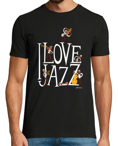 Camiseta Hombre Manga Corta I love jazz sobre fondo oscuro laTostadora - latostadora.com - Modalova