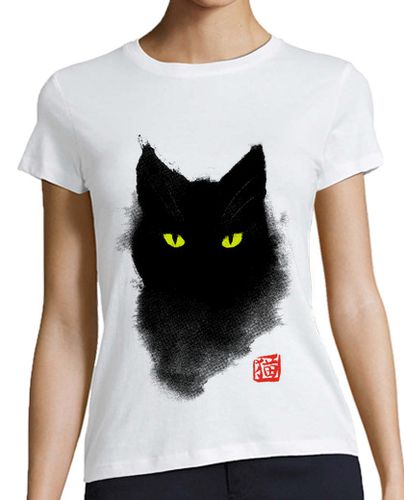 Camiseta mujer Black Cat watercolor - Gato arte tinta laTostadora - latostadora.com - Modalova