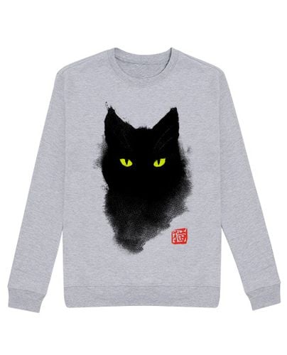 Sudadera Sin Capucha Unisex Black Cat watercolor - Gato arte tinta laTostadora - latostadora.com - Modalova