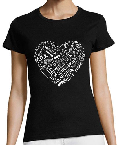 Camiseta Mujer Manga Corta corazón hornear panadero repostero horn laTostadora - latostadora.com - Modalova