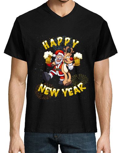 Camiseta feliz año nuevo santa claus con rudolf - latostadora.com - Modalova