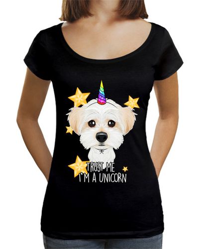 Camiseta Mujer Cuello Ancho Loose Fit créeme soy un unicornio gracioso maltés laTostadora - latostadora.com - Modalova