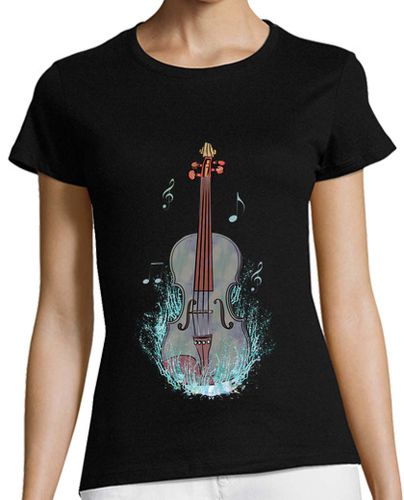 Camiseta mujer acuarela de violín con tinta de salpica laTostadora - latostadora.com - Modalova