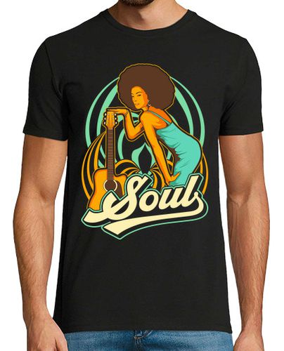 Camiseta Música Soul Blues Guitarra Chica Afro Flamenca Retro 70 Rock Vintage laTostadora - latostadora.com - Modalova