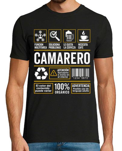 Camiseta Etiqueta Trabajo Camarero Profesional Barman Humor Alcohol Bartender - latostadora.com - Modalova