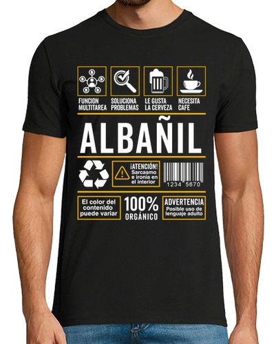 Camiseta Etiqueta Trabajo Albañil Profesional Paleta Constructor - latostadora.com - Modalova