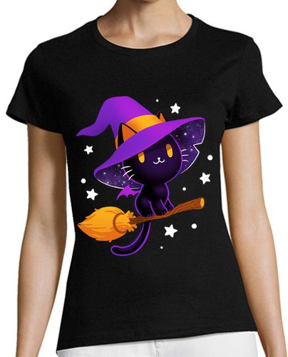 Camiseta mujer Black Witch Cat - Magical Kitty - latostadora.com - Modalova