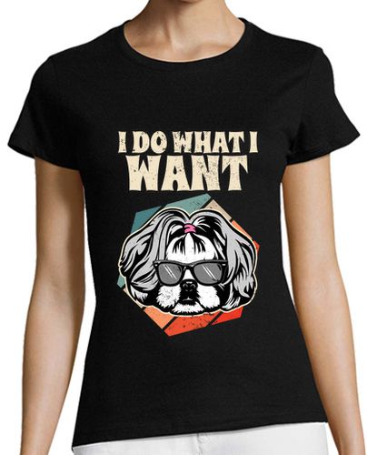 Camiseta mujer hago lo que quiero shih tzu vintage i p - latostadora.com - Modalova