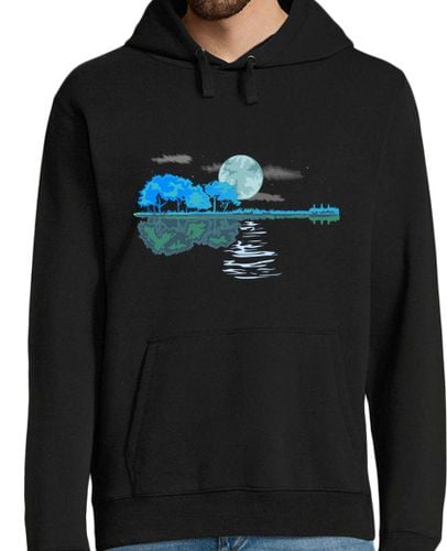 Sudadera Con Capucha Para Hombre Guitarra Paisaje Árboles Lago Luna Llena Guitarrista Flamenco laTostadora - latostadora.com - Modalova