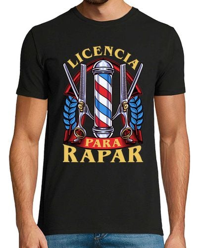 Camiseta Hombre Manga Corta Barbero Peluquero Licencia Para Rapar Barbería Peluquería laTostadora - latostadora.com - Modalova