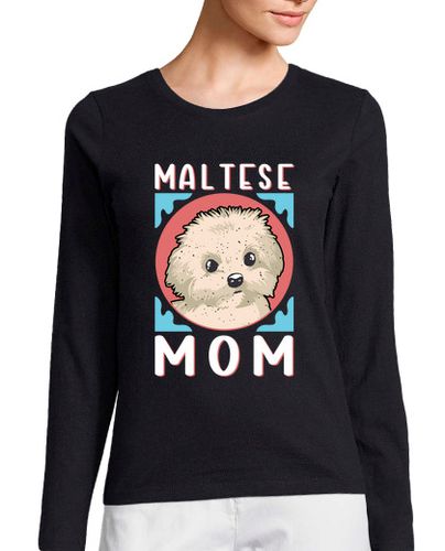 Camiseta Mujer Manga Larga mamá maltesa dueña del perro maltés laTostadora - latostadora.com - Modalova